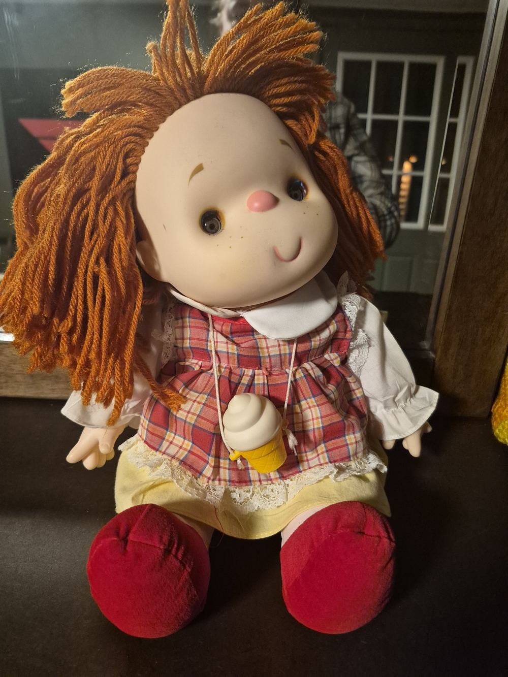 Vintage 1980 J. Shin Ice Cream Doll - Red Hair, Sleepy Eyes (Excellent - No Hat)